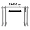 A diagram showing the adjustable width of a desk frame. Podgląd zdjęcia produktu