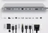 A docking station with various ports and cables displayed below it. Produktbild-Vorschau