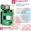 A Raspberry Pi 5 circuit board with accompanying marketing text and feature icons. Produktbild-Vorschau