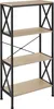 A freestanding shelf unit with a black metal frame and light wood-colored shelves. Náhled obrázku produktu