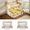 A bunk bed with storage and shelves, illuminated by yellow LED lights, set in a bedroom with large windows. Anteprima dell’immagine prodotto