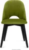 A green upholstered chair with black wooden legs, shown from the front against a white background. Náhled obrázku produktu