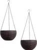 Blumenampel 2er Set Rattanoptik Braun Produktbild-Vorschau 1