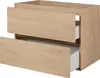 A wooden cabinet with two drawers, one partially open. Podgląd zdjęcia produktu