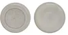 Two plates are shown side-by-side against a white background. The plate on the left shows the top view with a detailed rim, while the plate on the right shows a plain top view. Produktbild-Vorschau