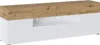 A lowboard TV stand with a white base and a wood-effect top. Produktbild-Vorschau