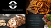 A collage of four images. The top left shows a logo and text. The top right shows a pile of french fries. The bottom left shows a waffle with toppings. The bottom right shows a list of features and ingredients for a burger. Anteprima dell’immagine prodotto