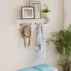 COSTWAY Wandhaken mit Ablage, 80 cm Holz-Garderobe mit 6 Produktbild-Vorschau 7