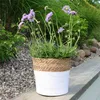 Pflanzkorb BREEZY weiß mit braunem Rand D22cm Pflanztopf Produktbild-Vorschau 2