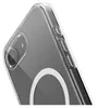 Close-up of a transparent phone case showing the side buttons and camera area, with a circular magnetic ring visible on the back. Náhled obrázku produktu