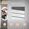 A marketing image showcasing a letterbox with various features highlighted by icons and text. Náhled obrázku produktu
