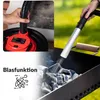 Collage showing a person using a vacuum cleaner for ash, and another person using a blower function on a grill. Produktbild-Vorschau