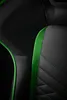 A close-up view of a black gaming chair with green accents and stitching. Náhľad obrázku produktu