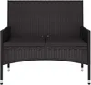 vidaXL Gartenbank 2-Sitzer mit Kissen Schwarz Poly Rattan Produktbild-Vorschau 2