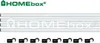 A product shot of Homebox fixture poles and clips against a white background. Voir les images du produit