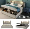 A bedroom scene with a bed, nightstand, and decorative elements, along with separate views of the bed frame and its storage. Náhled obrázku produktu