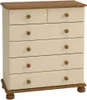 Richmond Kommode 80x90 Kiefer MDF Creme Gebeizt Lackiert Produktbild-Vorschau 2