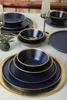 Set di stoviglie Keramika - Mat blu navy/oro - 24 pezzi - 6 Anteprima dell’immagine prodotto 1