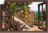 ARTland Poster Rosen auf Balkon Toskana, braun Größe: 70x50 Produktbild-Vorschau 1
