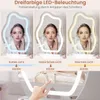 Three views of a woman using a makeup mirror with different light settings. Produktbild-Vorschau