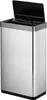 A stainless steel trash can with its lid open. Produktbild-Vorschau