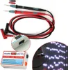 A product shot of an LED light tester with its probes and a close-up of the tester unit and a sample of LEDs being tested. Náhled obrázku produktu