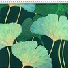 Baumwolle 100% Ginkgo-Blätter grün auf dunkelgrünem Produktbild-Vorschau 2