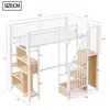 Vysoká posteľ 90 x 200 cm z kovu/dreva so schodiskom s Náhľad obrázku produktu 9