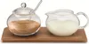 Weis Zucker-/Sahne Set Glas mit Bambustablett, klar/natur, Produktbild-Vorschau 3