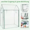 A transparent greenhouse with green frame, showing features like windows and closures. Podgląd zdjęcia produktu