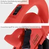 Close-up shots of a red leaf blower, highlighting its features. Produktbild-Vorschau