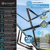 A product image showing an automatic window opener for a greenhouse, with feature callouts and text. Produktbild-Vorschau