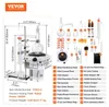A laboratory distillation setup with various components and a heating plate, accompanied by a diagram and a list of parts. Produktbild-Vorschau