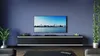 TV Lowboard 300 cm Schwarz Matt, Weiße Zierleiste Anteprima dell’immagine prodotto