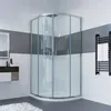 A modern bathroom with a corner shower cabin. Produktbild-Vorschau