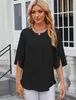ASKSA Chemise femme manches 3/4 plissées col rond Voir les images du produit 3