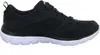A side view of a black Skechers sports shoe with a white sole, isolated on a white background. Produktbild-Vorschau