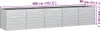 A long, silver planter box with multiple compartments, shown from a slightly elevated side angle. Dimensions are indicated with measurement lines and text. Produktbild-Vorschau