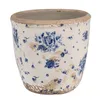 Clayre & Eef Blumentopf Ø 13x12 cm Beige Blau Keramik Rosen Produktbild-Vorschau 1