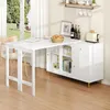 A white expandable dining table and sideboard set in a brightly lit room. Produktbild-Vorschau