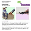 Instructions for applying edging tape with an iron and a trimming tool. Produktbild-Vorschau