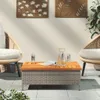 vidaXL Stolik ogrodowy szary 70x70x25 cm rattan i drewno Podgląd zdjęcia produktu 3