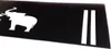 A close-up, angled view of a black rectangular object with a white elephant graphic on the left and two white vertical stripes on the right. Produktbild-Vorschau