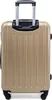 A close-up, front-facing view of a gold suitcase with its telescopic handle extended. Náhled obrázku produktu