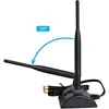 A black WLAN antenna with a magnetic base and two antennas shown in different positions. Produktbild-Vorschau