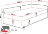 A diagram showing the dimensions of a boxspring bed. Náhled obrázku produktu