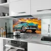 Küchenrückwand Spritzschutz Glas mit Motiv Retro Oldtimer Produktbild-Vorschau 2