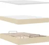 Möbel Ottoman-Bett mit Matratze Creme 140x200 cm Stoff - Produktbild-Vorschau 7
