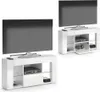 Two white TV stands with televisions on them, presented from different angles. Náhled obrázku produktu