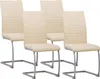 Four beige dining chairs with metal frames are arranged in a row against a white background. Produktbild-Vorschau